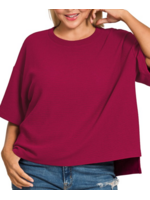 ZNHT2685X5 - Plus Double Knit Side Slits Hi Low Short Slv Top