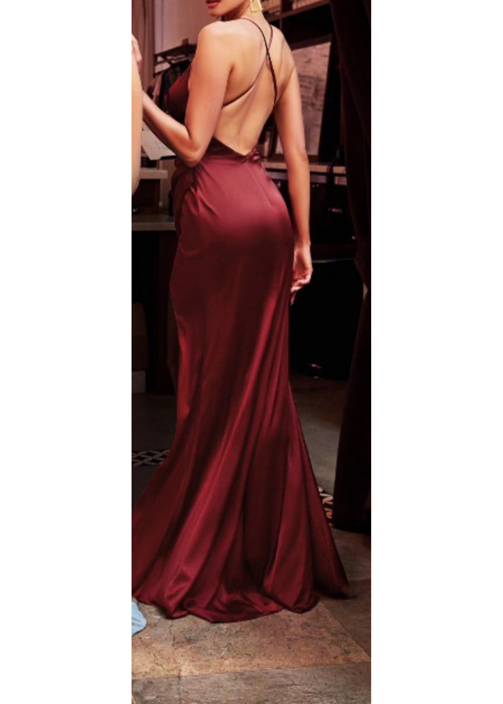 LD7479 - COWL NECK SATIN COLUMN DOWN