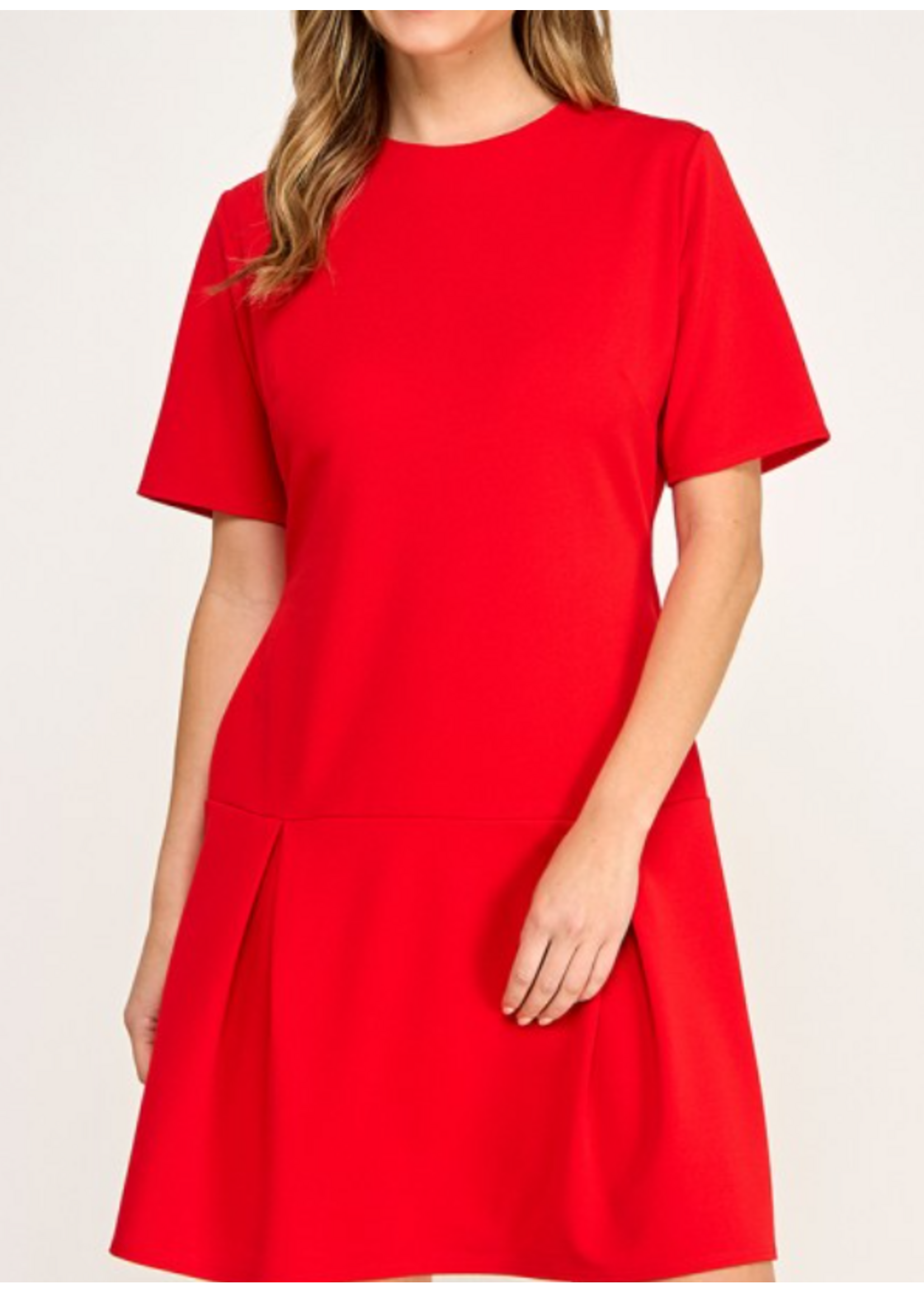 2HD4150 - SOLID  DRESS W BOX PLEAT SKIRT