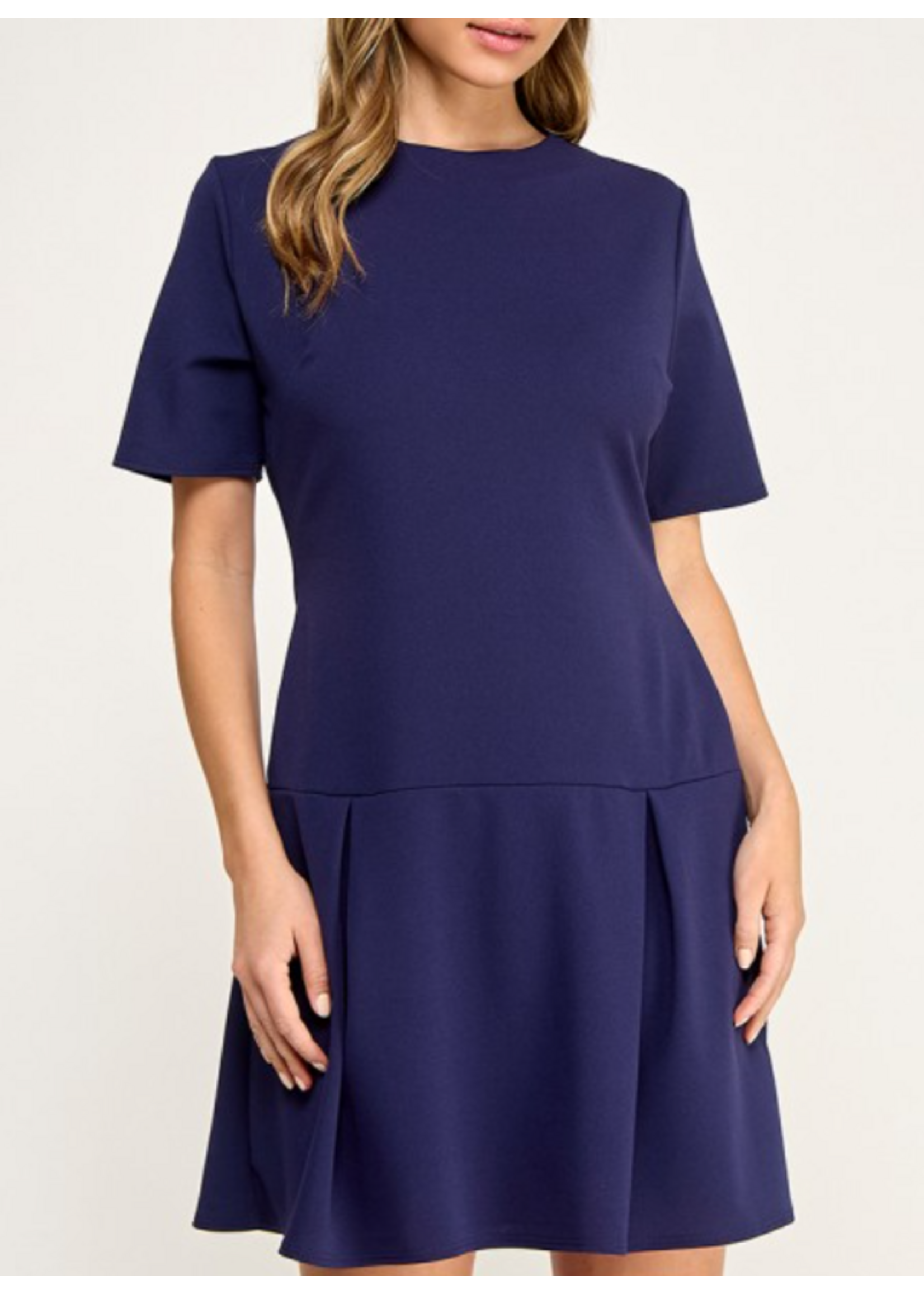 2HD4150 - SOLID  DRESS W BOX PLEAT SKIRT