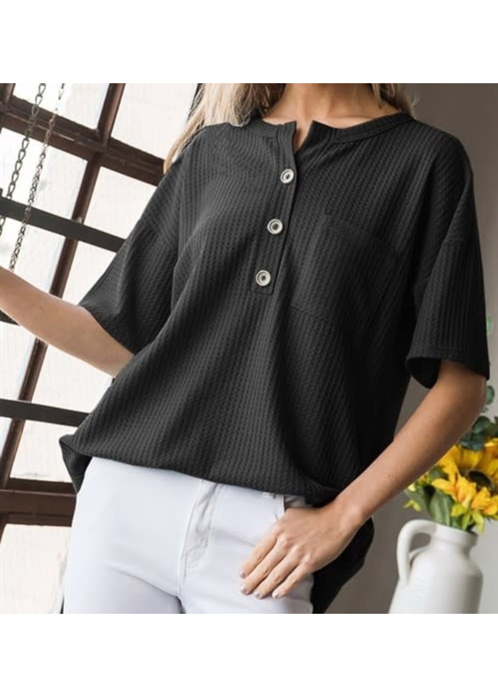 HMET7069-10 PLUS SOLID WAFFLE TOP W/POCKET & BUTTON