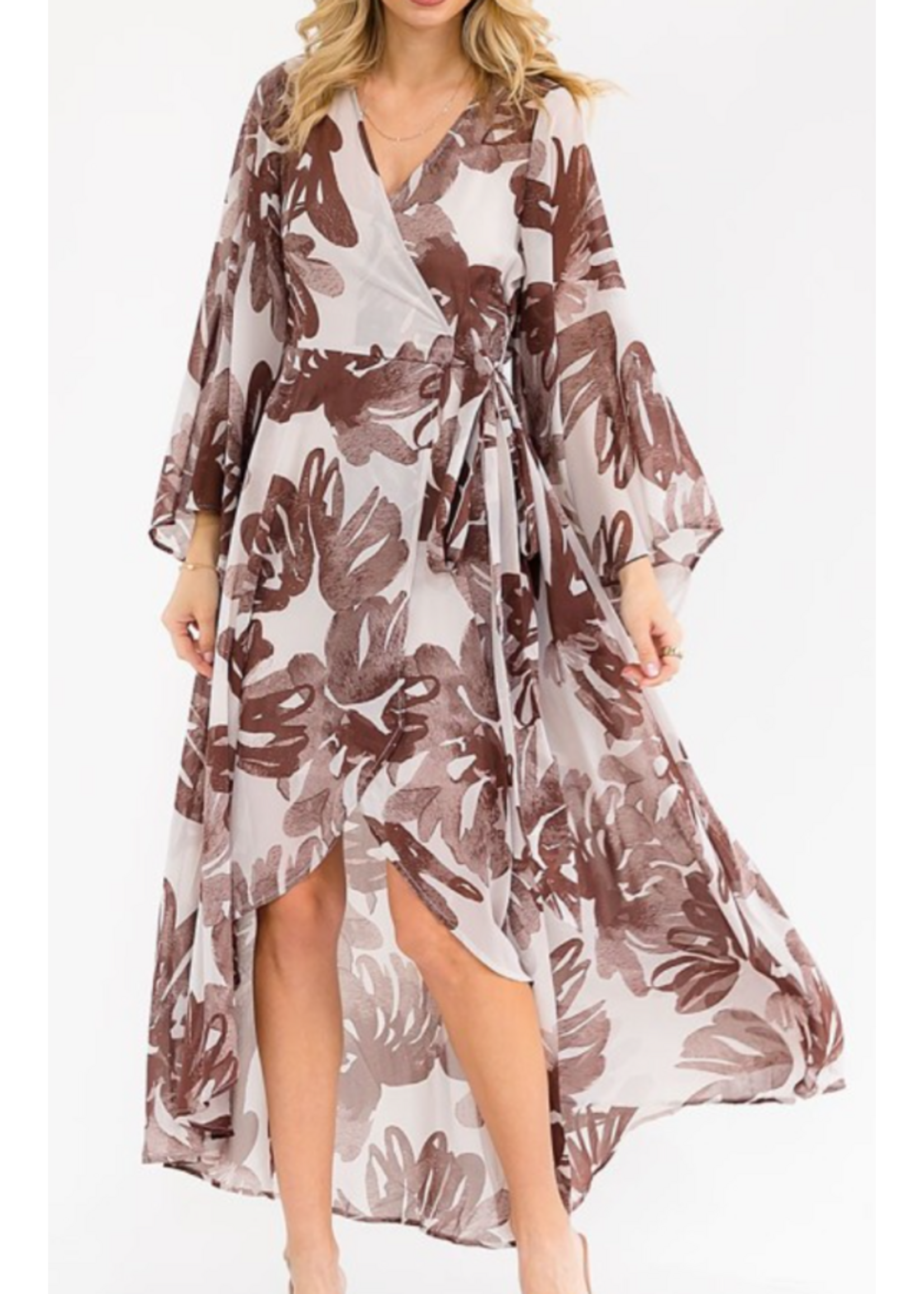 RSRIWT6258-3 LONG BELL SLEEVE VNECK HIGH-LOW FLORAL WRAP MAXI DRESS