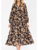 RSRIWT6270-2 LONG SLEEVE SURPLICE ELASTIC WAIST FLORAL MAXI DRESS