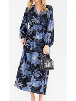 RSRIWT6273-3 LONG SLEEV VNECK SMOCK WAIST FLORAL MAXI DRESS
