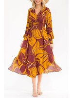 RSRIWT6276-3 LONG SLEEVE VNECK SMOCK WAIST FLORAL MAXI DRESS