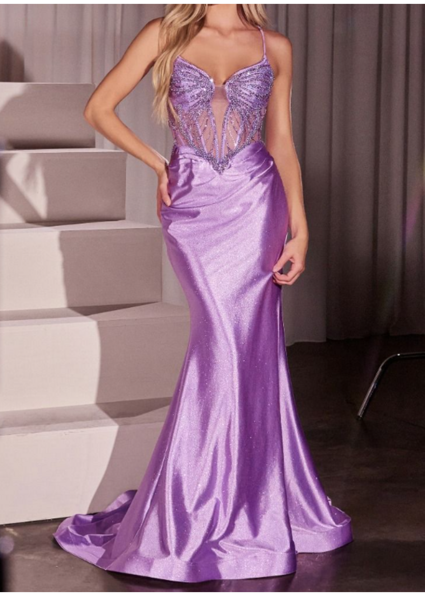 LDCC8879 - CRYSTAL & SATIN FITTED DRESS