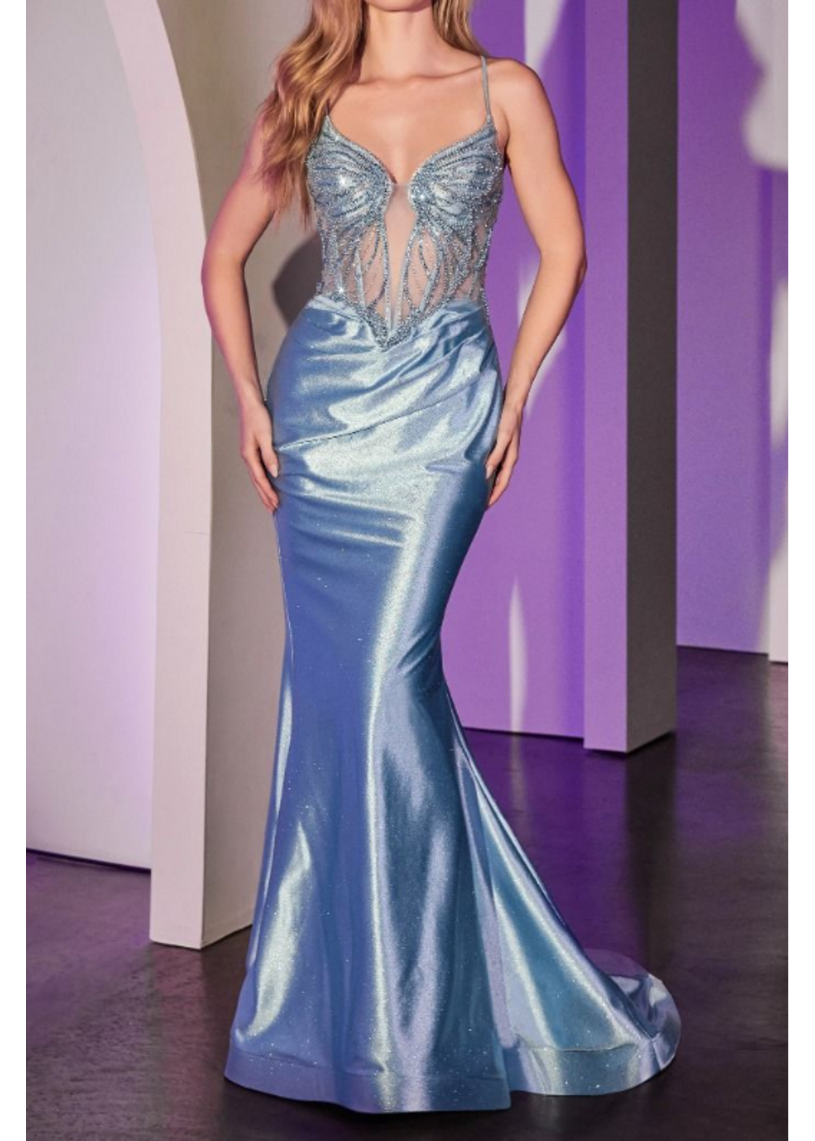 LDCC8879 - CRYSTAL & SATIN FITTED DRESS