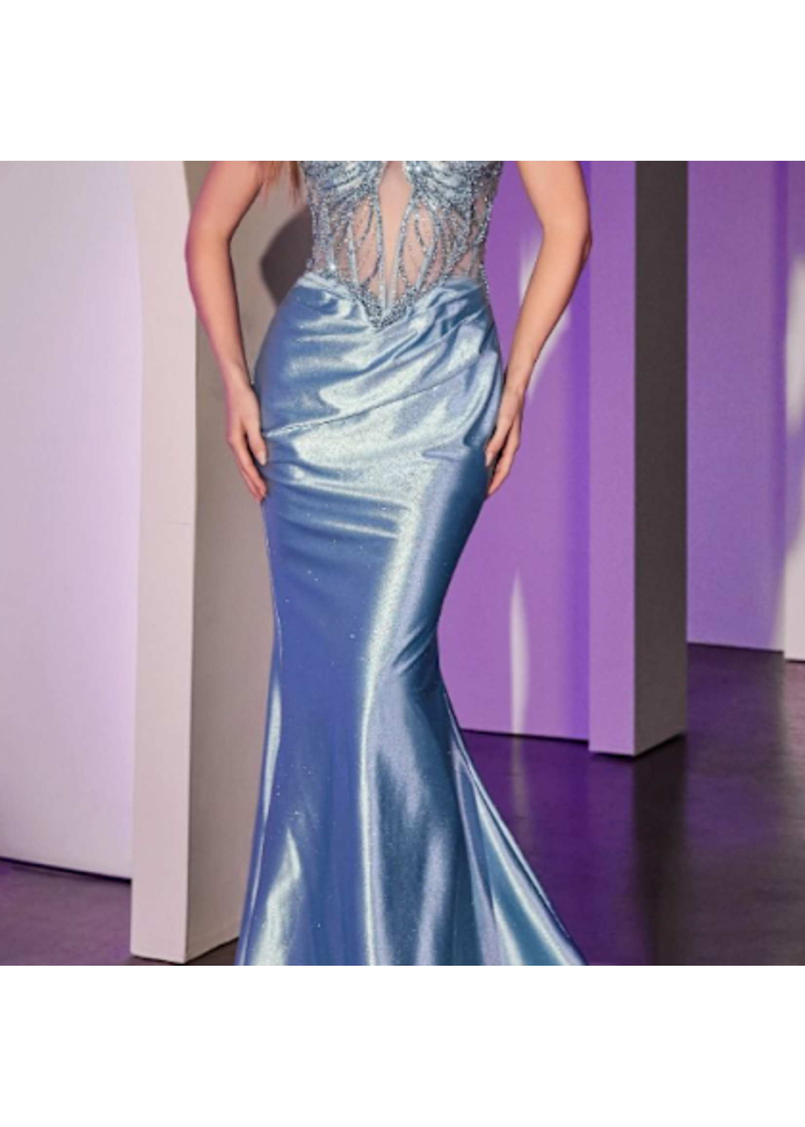 LDCC8879 - CRYSTAL & SATIN FITTED DRESS