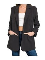 ZNQJ1215D4 - WOVEN LONG SLEEVE OPEN FRONT CLASSIC BLAZER