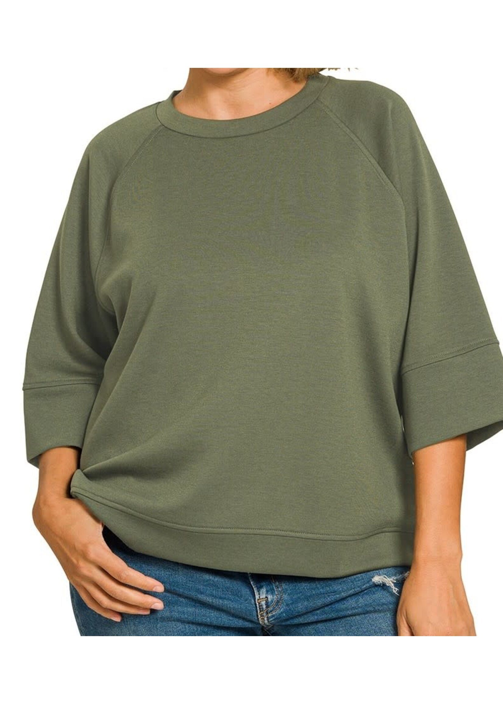 ZNROT4116X5 - PLUS SCUBA 3/4 SLEEVE PULLOVER TOP