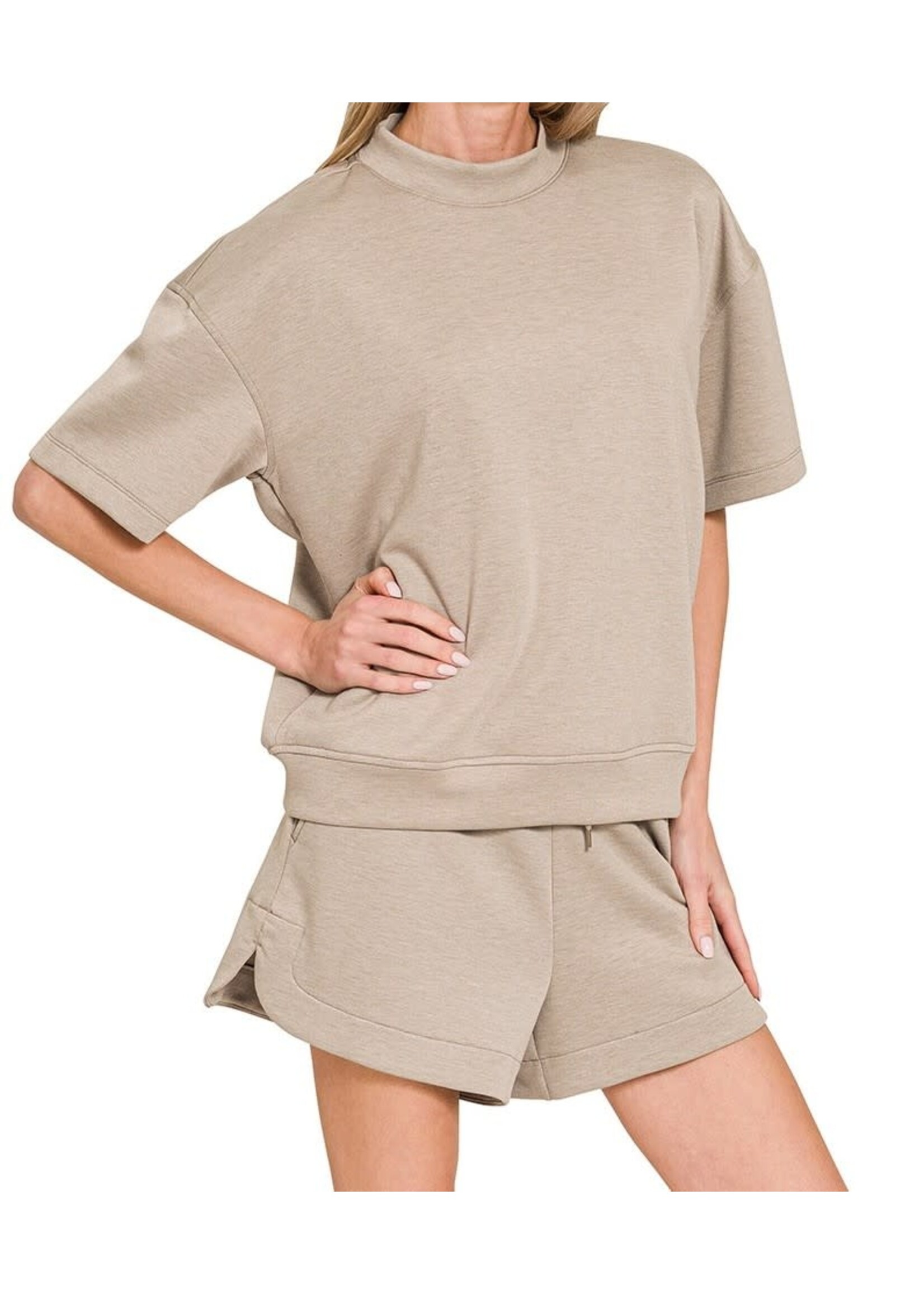 ZNROTP4073 - SCUBA HIGH NECK TOP SHORTS SET