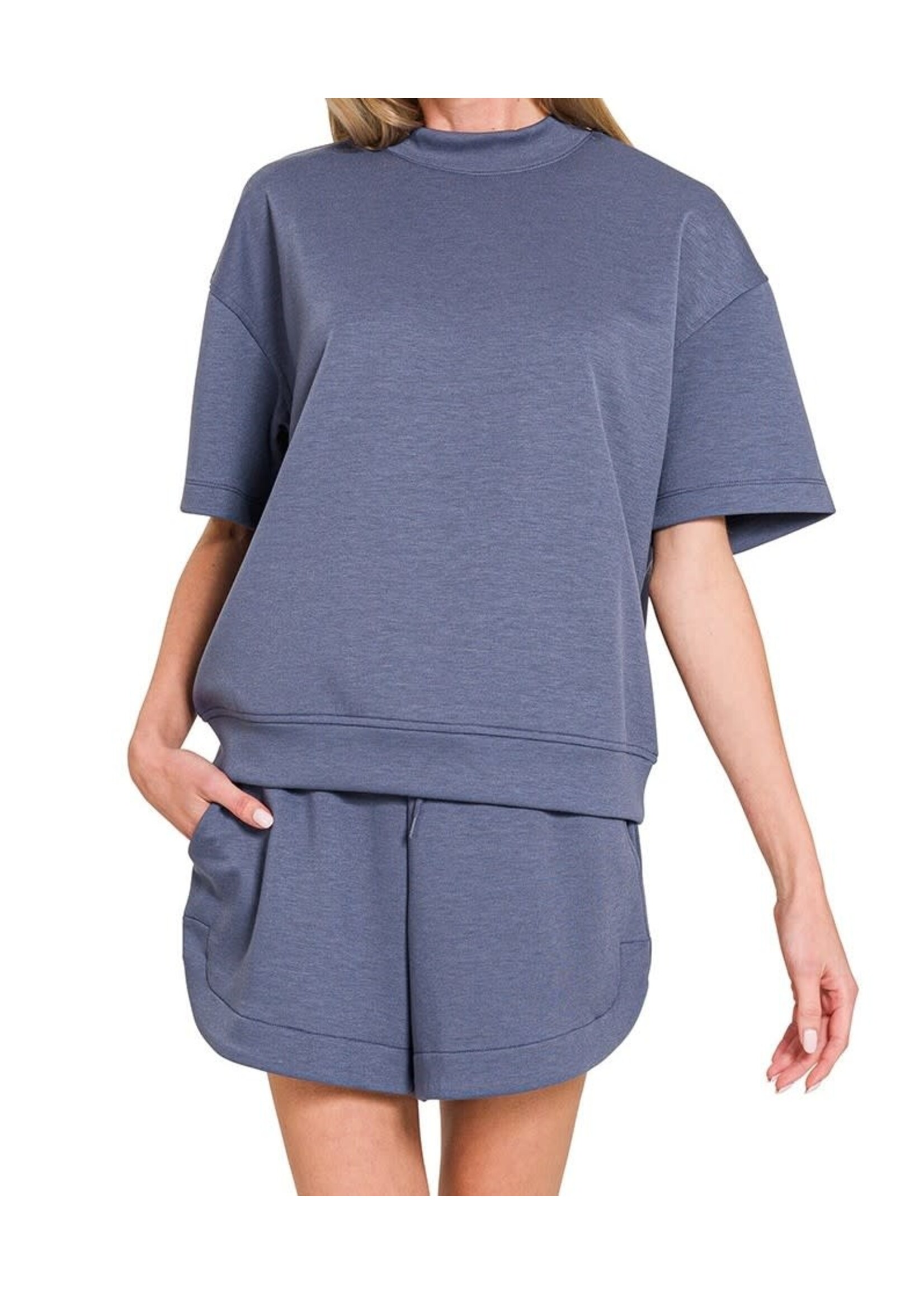 ZNROTP4073 - SCUBA HIGH NECK TOP SHORTS SET