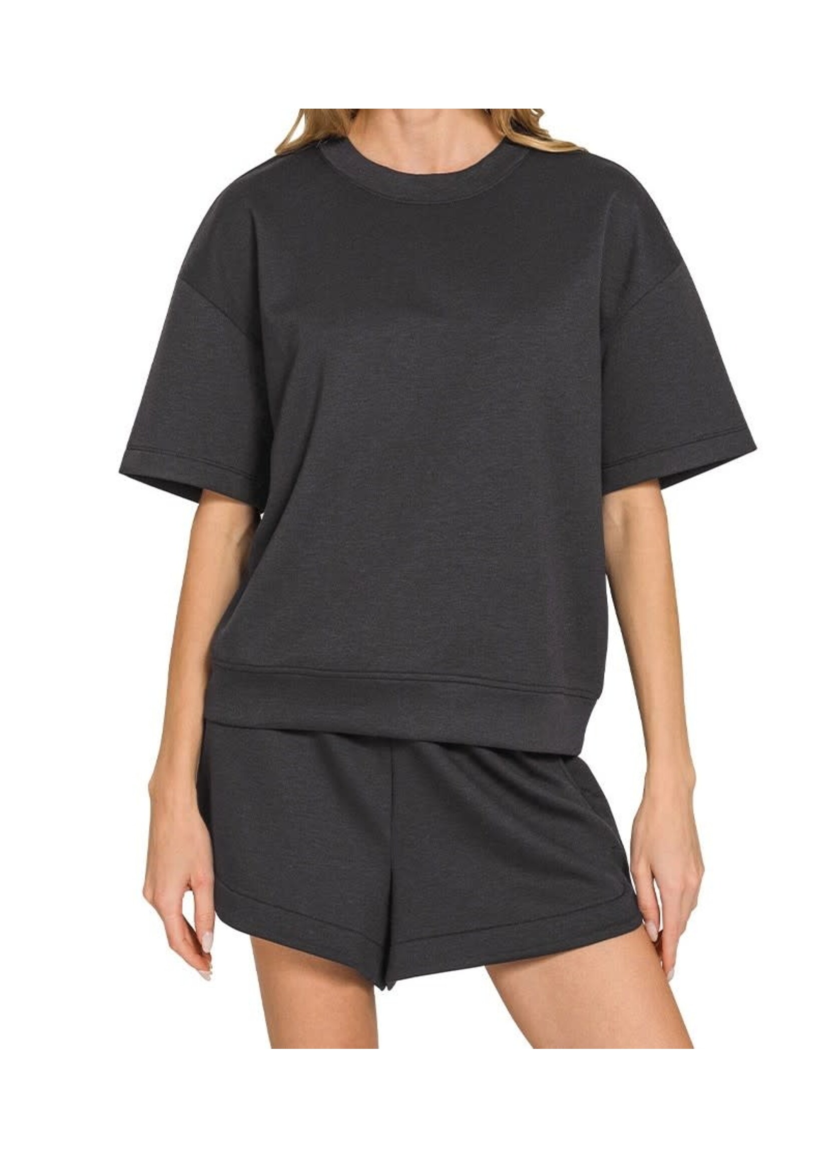 ZNROTP4113 - SCUBA ROUND NECK TOP SHORTS SET