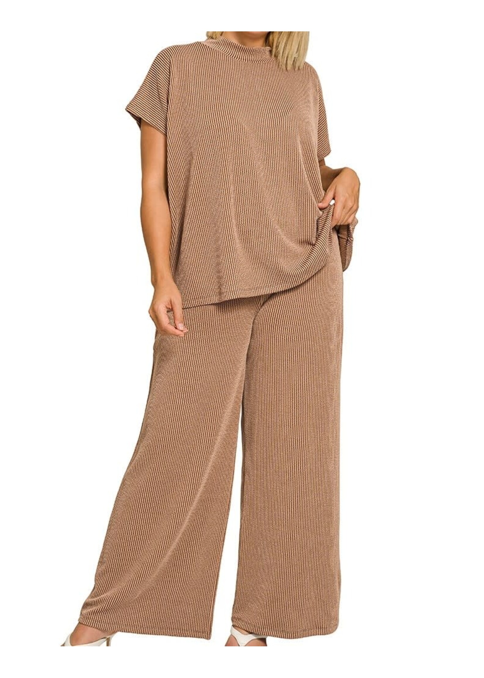ZNRTLRPL8605X5 - PLUS RIBBED SHORT SLEEVE PANTS SET