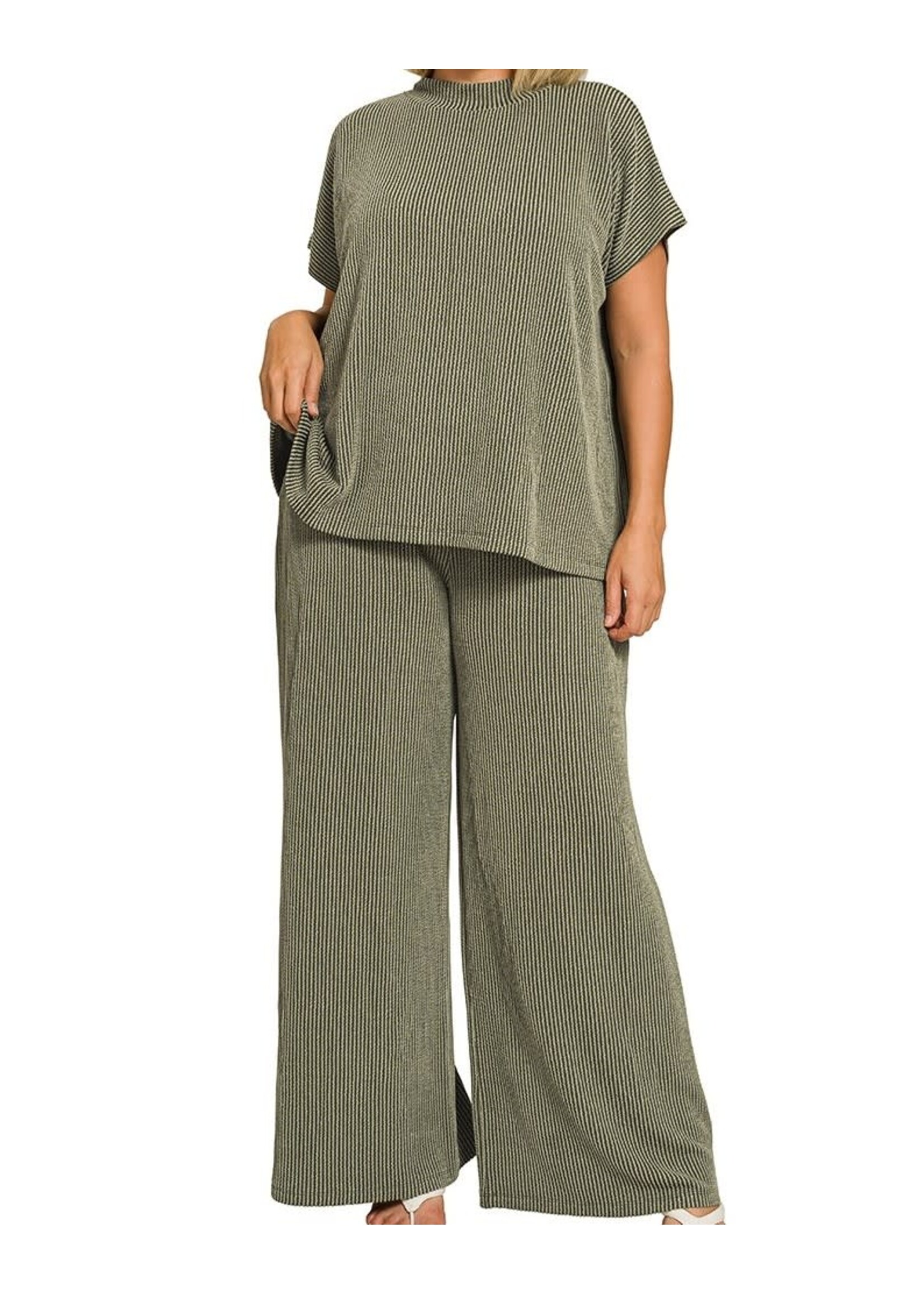 ZNRTLRPL8605X5 - PLUS RIBBED SHORT SLEEVE PANTS SET