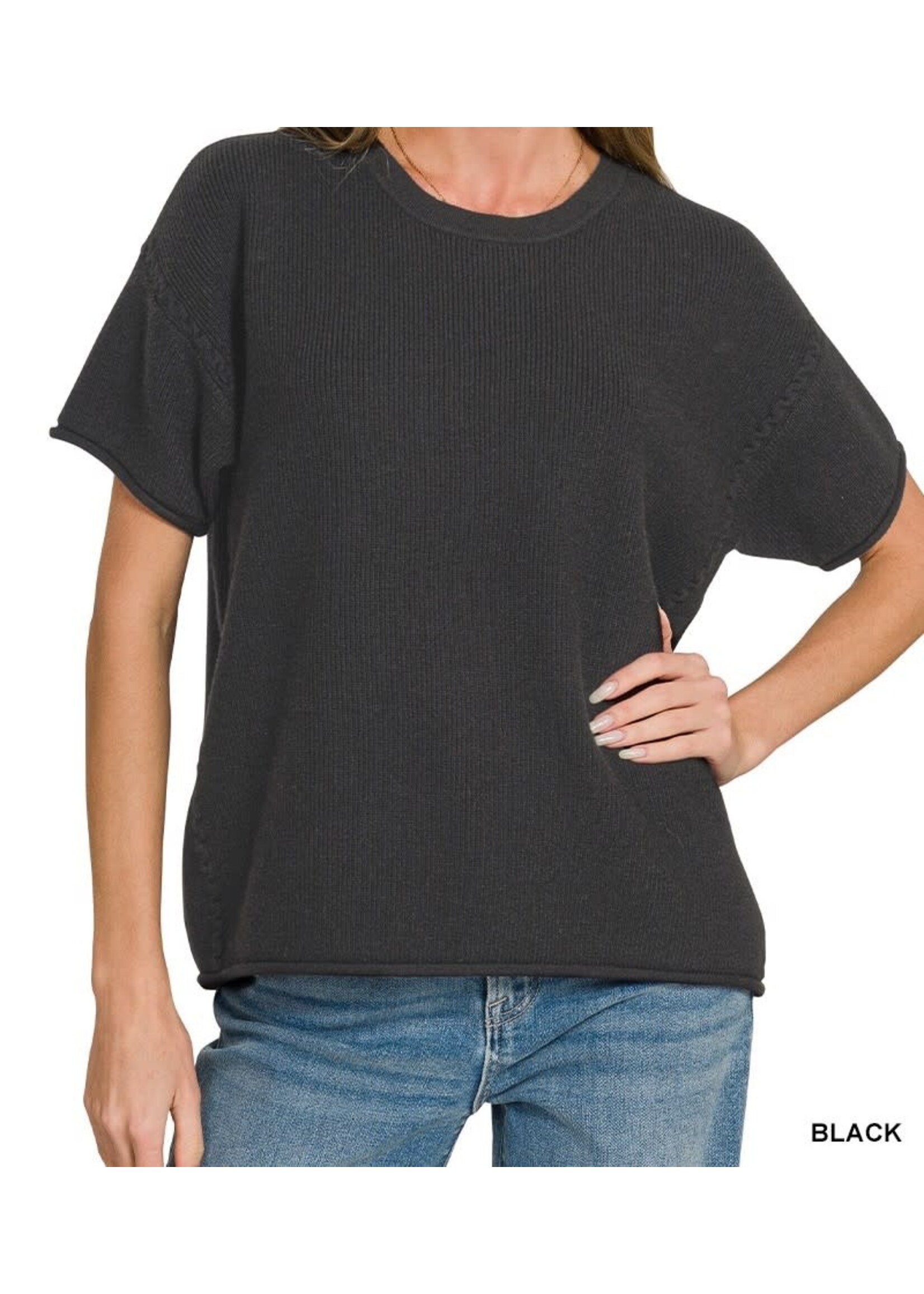 ZNTW2755Y - VISCOSE ROUND NECK SHORT SLEEVE SWEATER