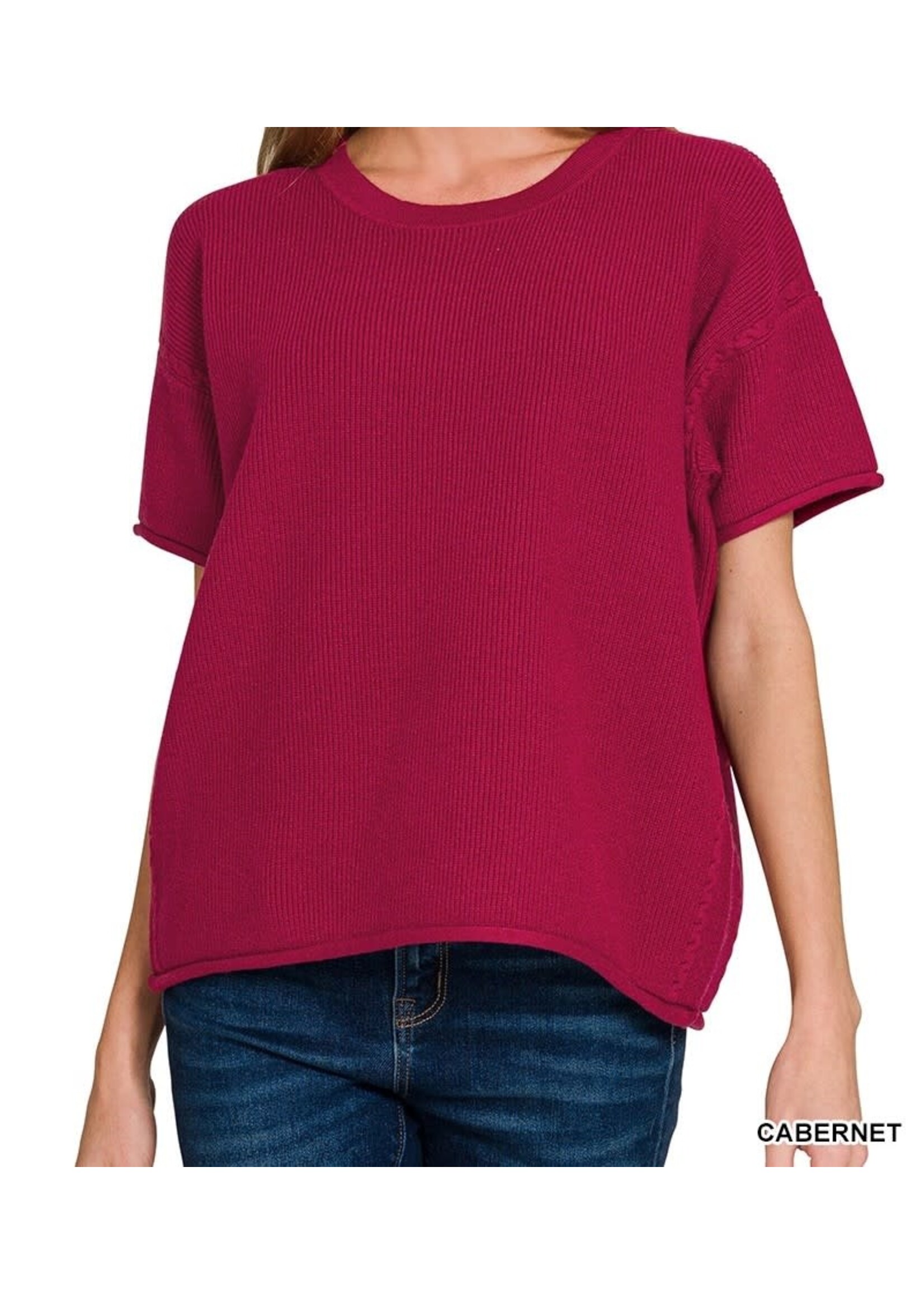 ZNTW2755Y - VISCOSE ROUND NECK SHORT SLEEVE SWEATER
