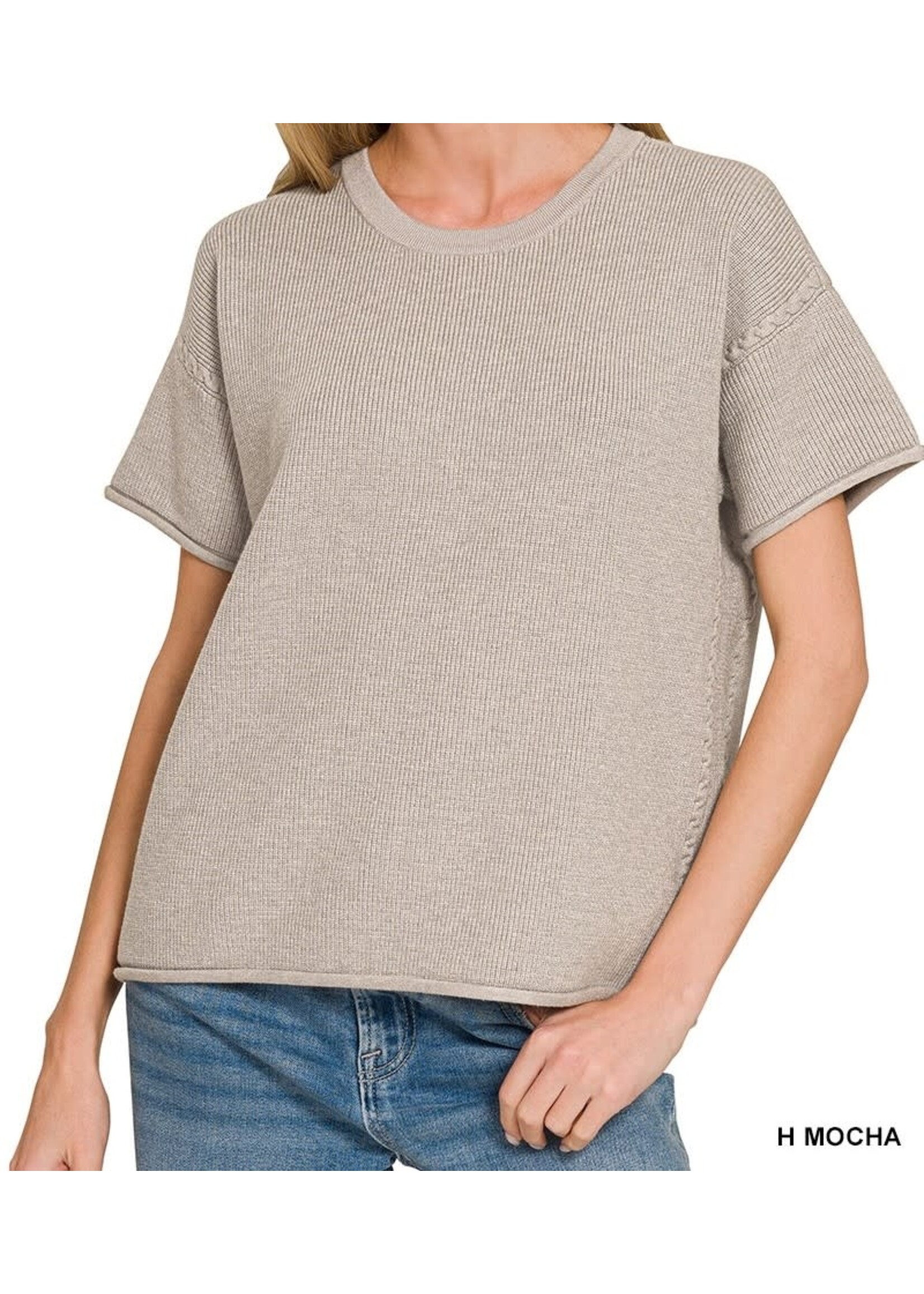 ZNTW2755Y - VISCOSE ROUND NECK SHORT SLEEVE SWEATER