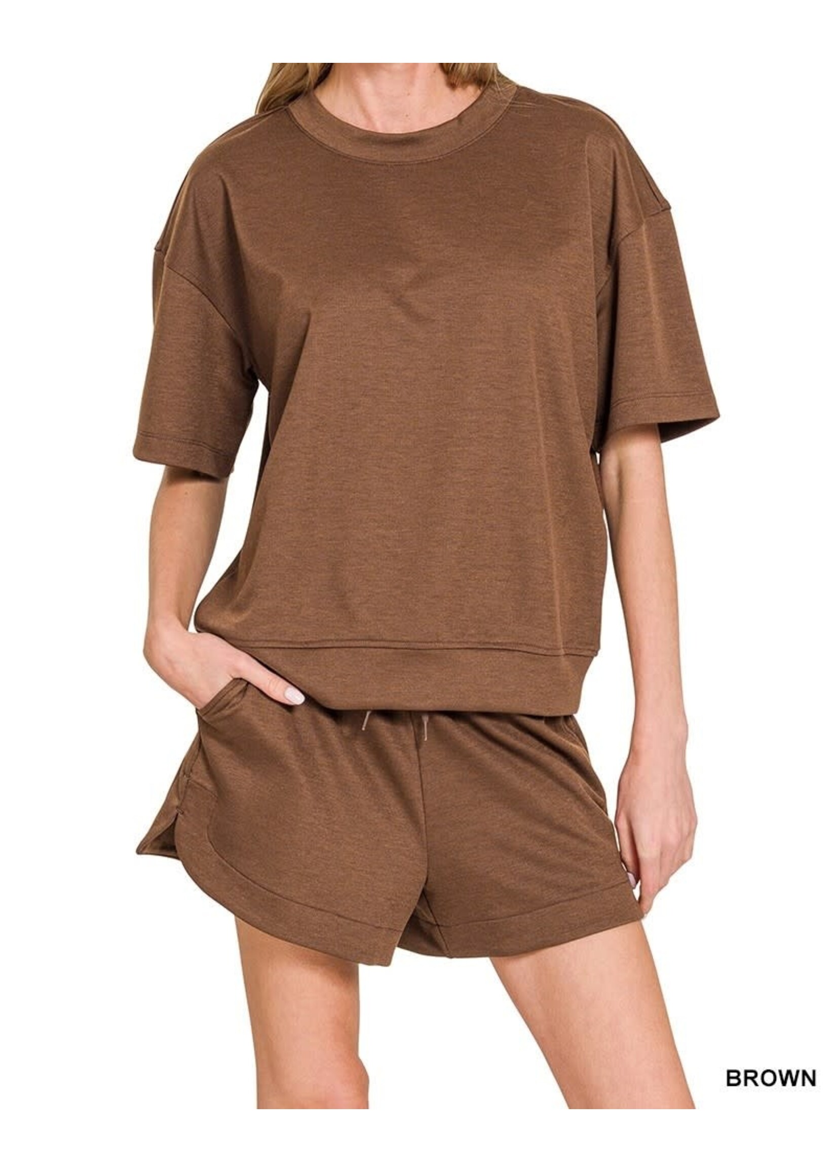 ZNROTP4113 - SCUBA ROUND NECK TOP SHORTS SET