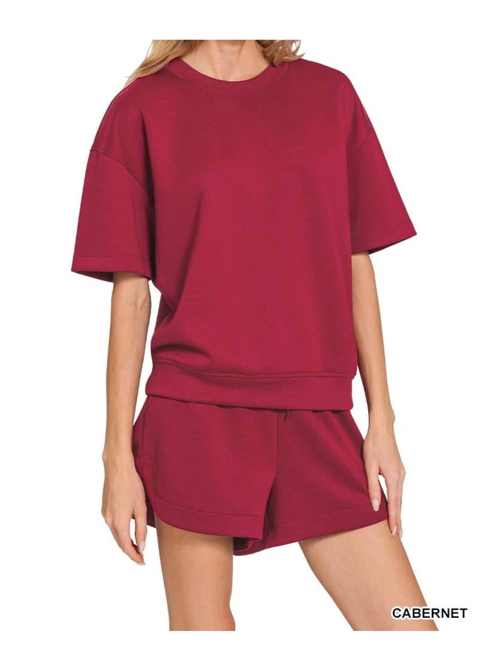 ZNROTP4113 - SCUBA ROUND NECK TOP SHORTS SET
