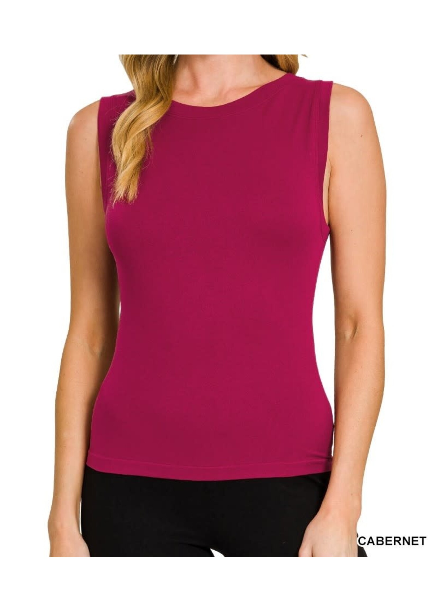 ZNNT6695 - CROPPED SEAMLESS ROUND NECK TANK TOP