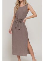 APD14304 -Sleeveless StripeD Linen Midi Dress
