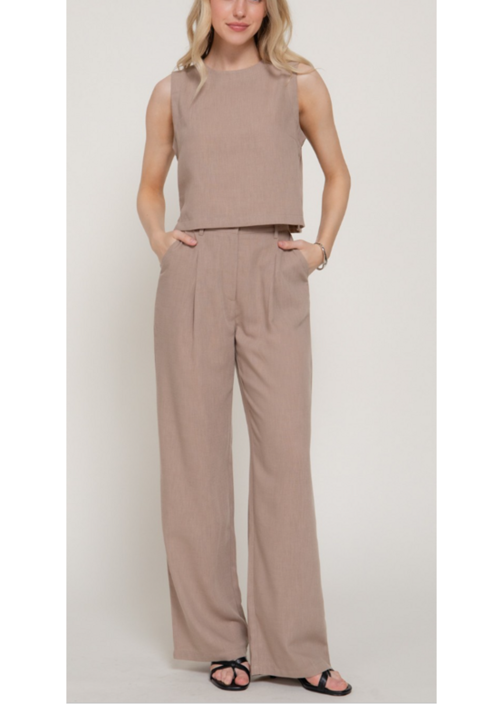 AB14959 - Linen Sleeveless Top & Pants Set