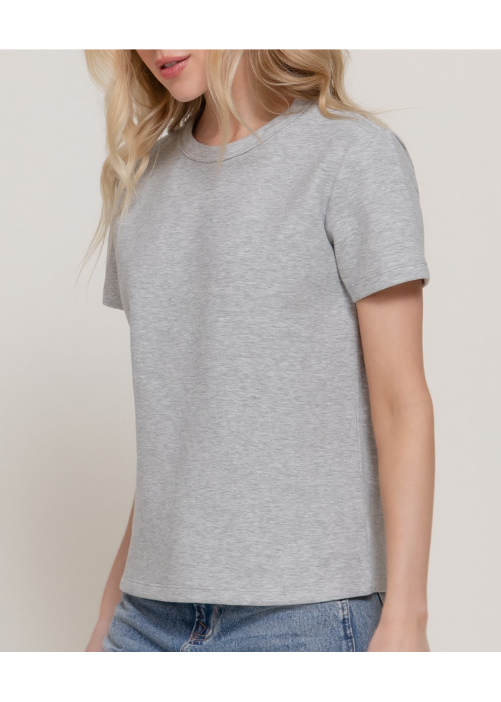 ABT15344 - SHORT LEEVE ROUND NECK KNIT TEE