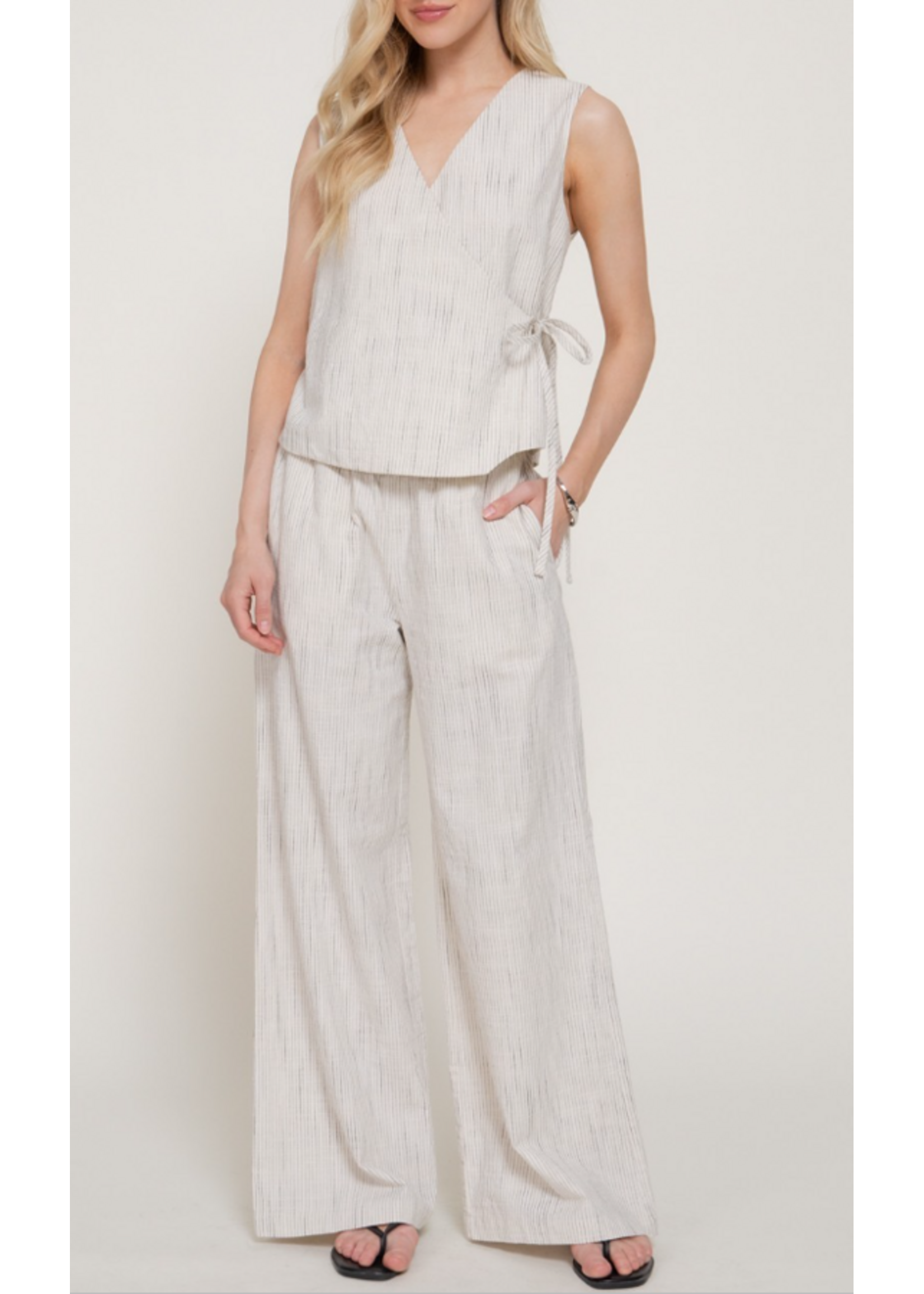 ABP15327 - ELASTIC WAIST WSTRIPE GAUZE PANT SET