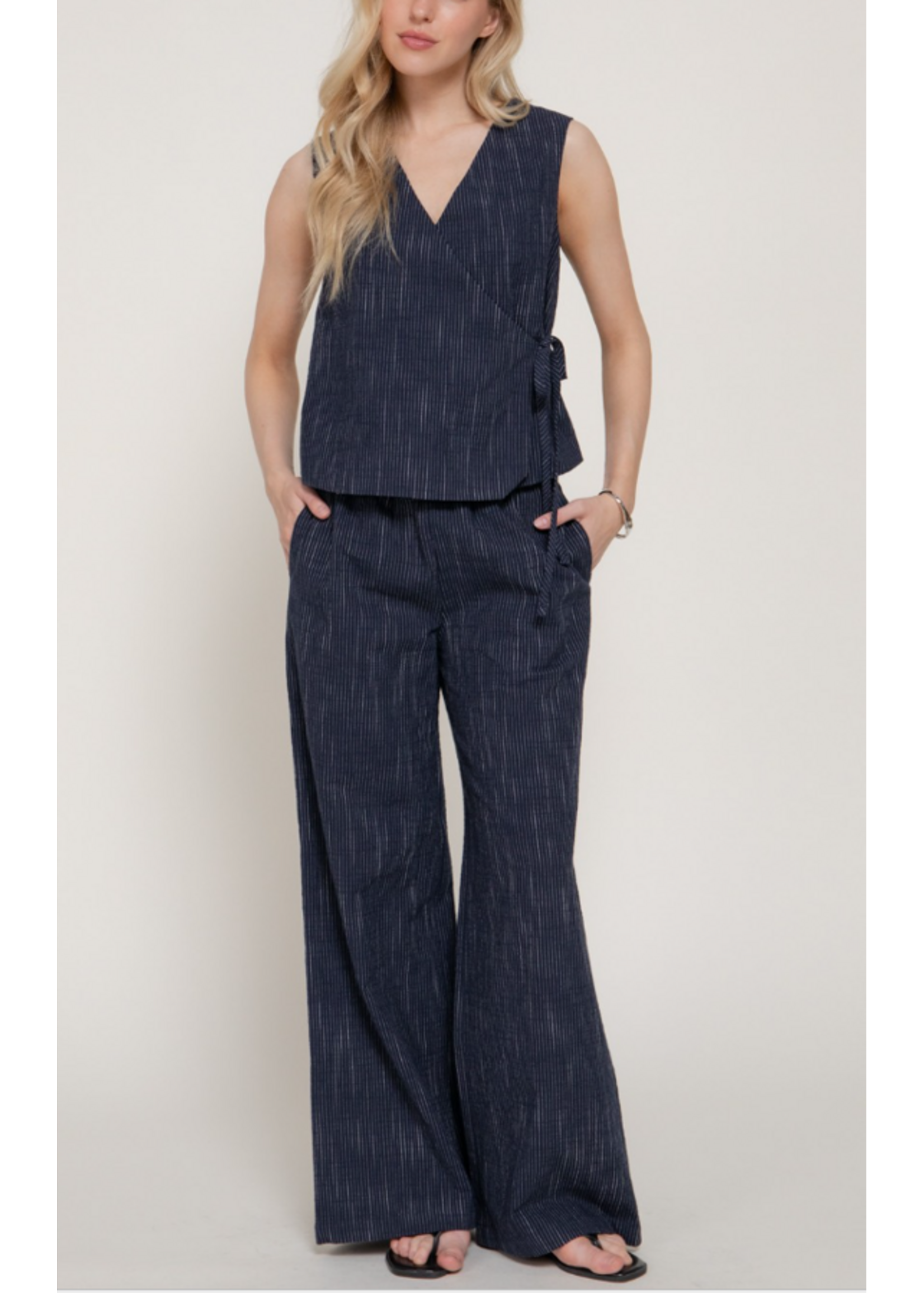 ABP15327 - ELASTIC WAIST WSTRIPE GAUZE PANT SET