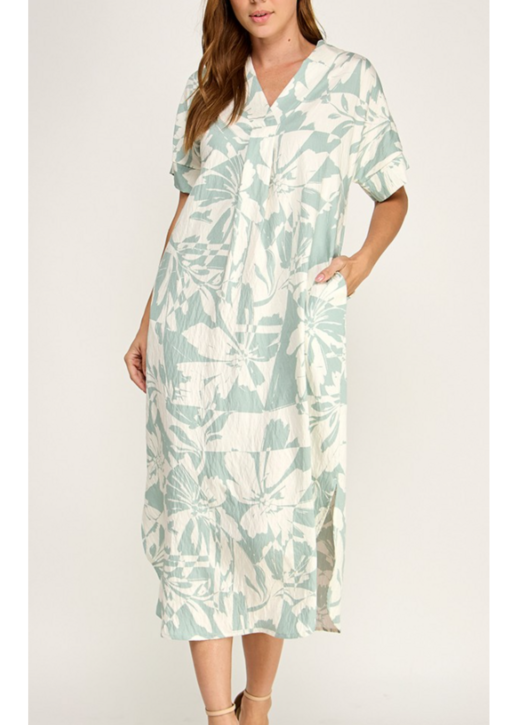 2HD4105 - TROPICAL PRINT MAXI DRESS