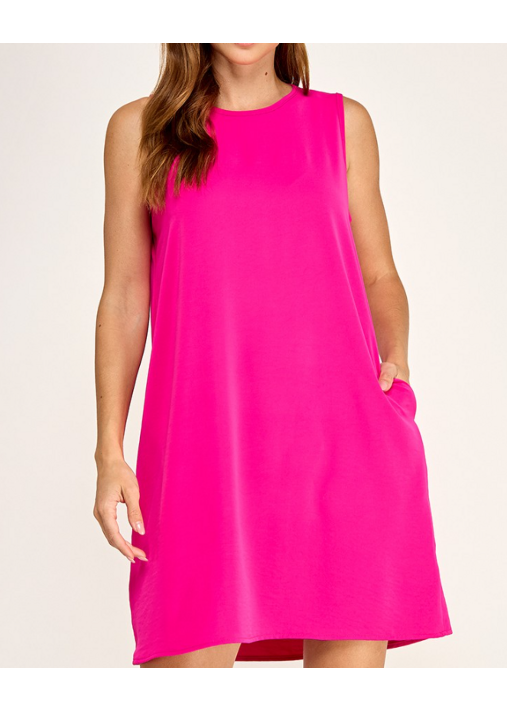 2HD4178 - SOLID SLEEVELESS SHIFT DRESS