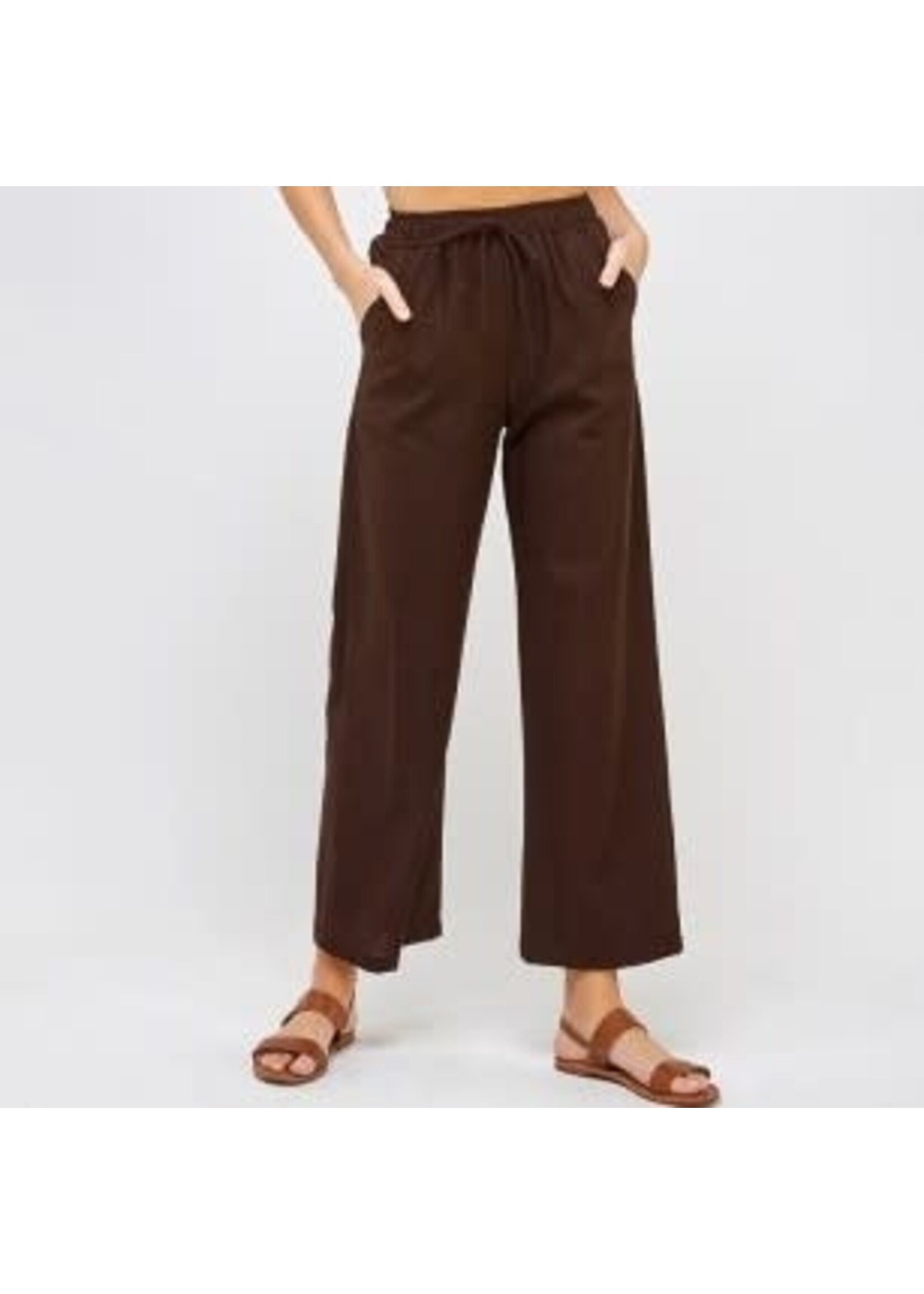 2HP3084 - LINEN CROPPED WIDE LEG PANT