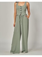 LPIRINA0203 - PINSTRIPE WOVEN 2PC SET / CLASSIC VEST W/ WIDE LEG PANTS