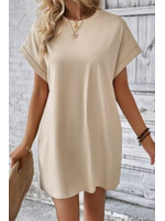AWJTM0161 - Casual Solid Color T-shirt Dress With Pockets