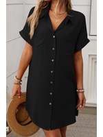 AWMD2520 - SOLID  BUTTON DOWN SHIRT DRESS