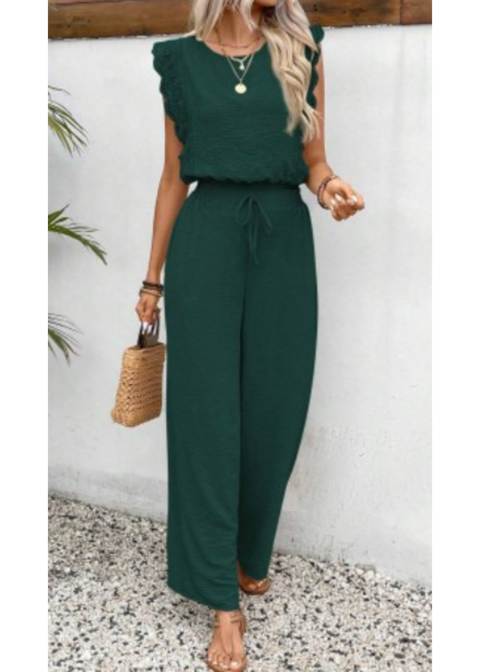 AWAXR539 - TEXTURED 2PC  SLEEVELESS WIDE LEG  PANT SET