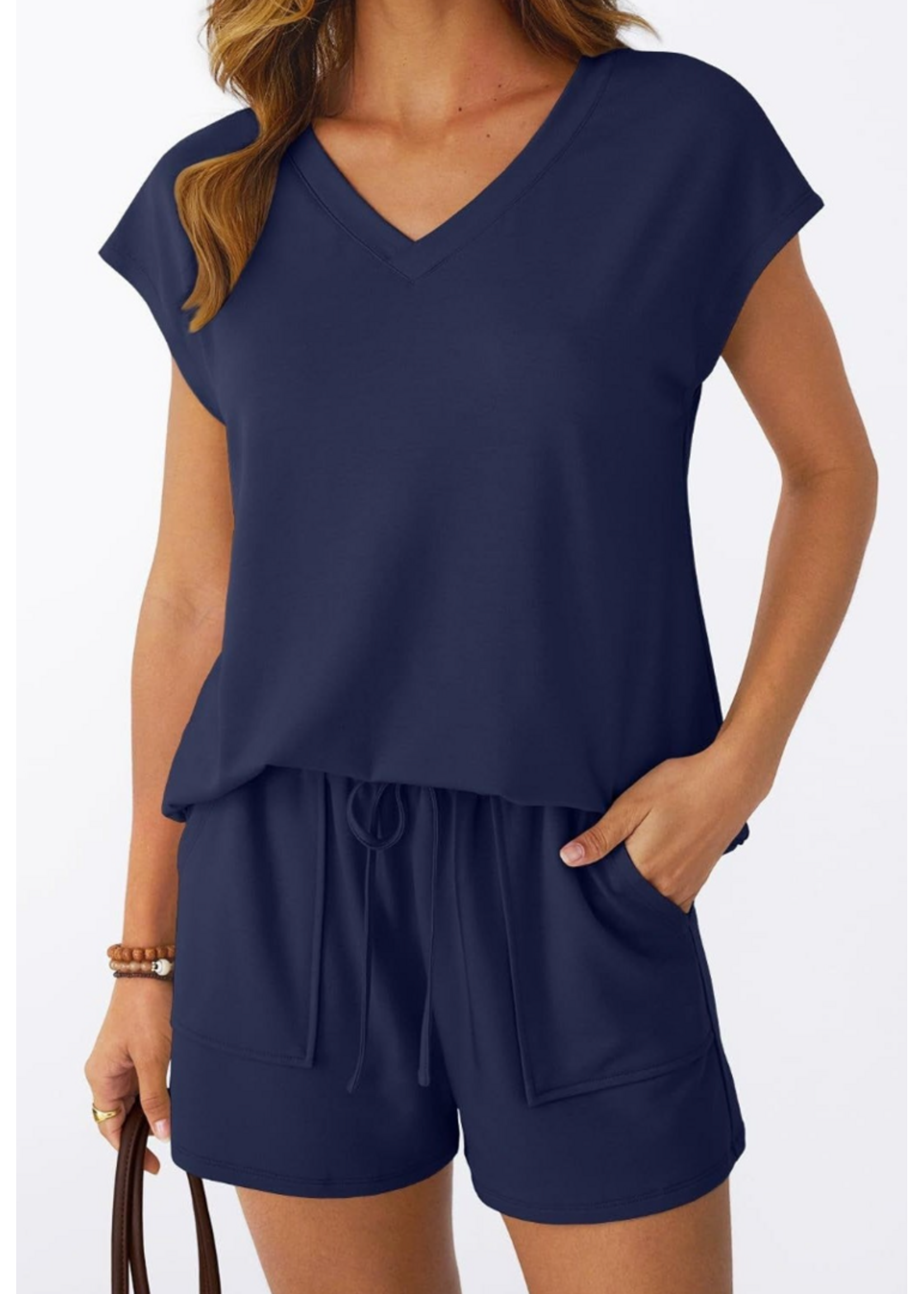 AWMD3600 - VNECK 2PC TEE AND SHORTS LOUNGE SET