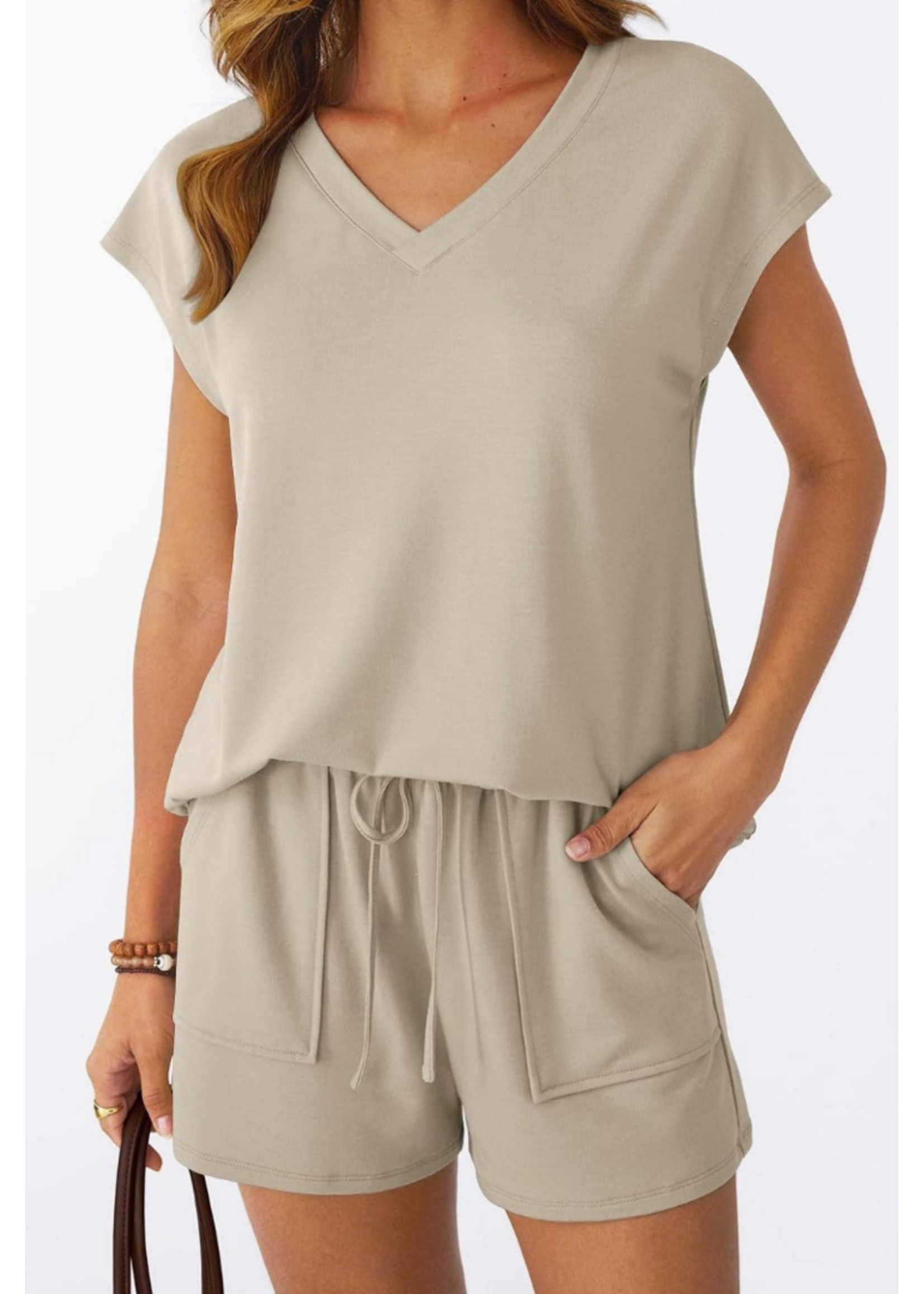 AWMD3600 - VNECK 2PC TEE AND SHORTS LOUNGE SET