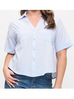 TPIT6325 - PLUS SHORT SLEEVE BUTTON-UP TOP