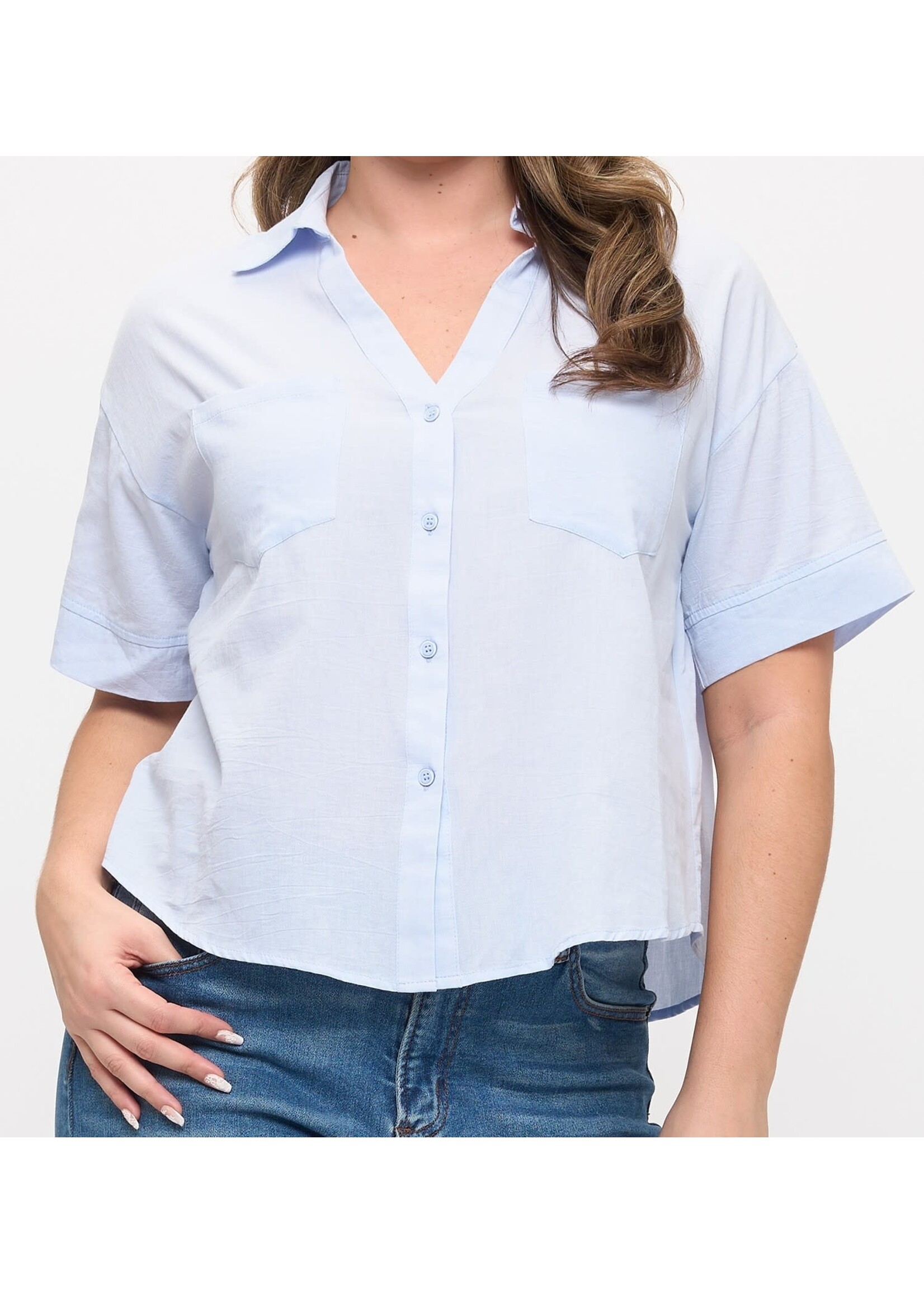TPIT6325 - PLUS SHORT SLEEVE BUTTON-UP TOP