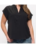 TPIT6611 - PLUS SOLID SHORT SLEEVE V-NECK TOP