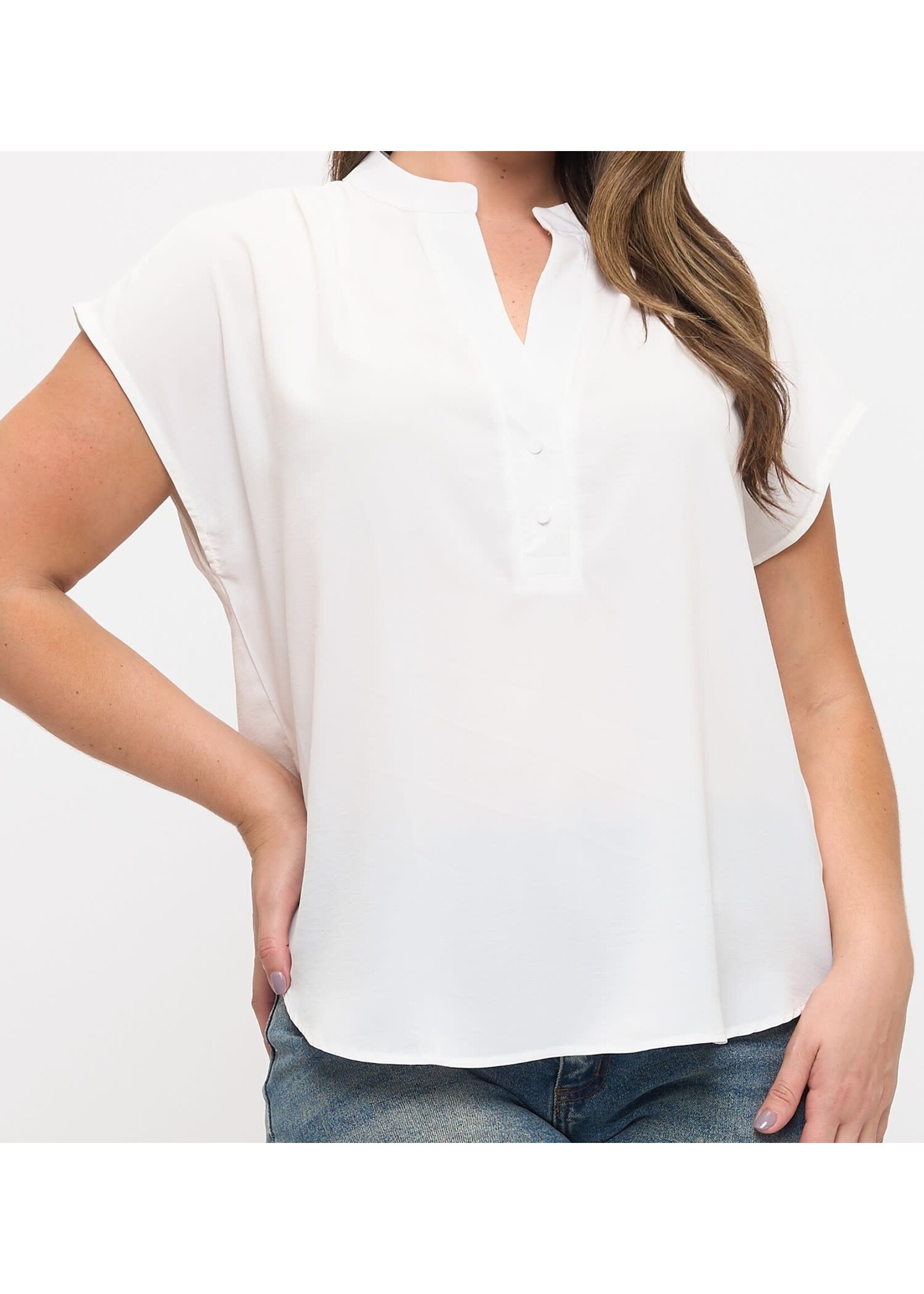TPIT6611 - PLUS SOLID SHORT SLEEVE V-NECK TOP