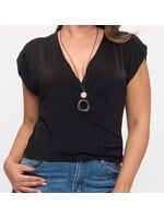 TPIT6683 - PLUS SOLID SURPLICE SHORT SLEEVE TOP