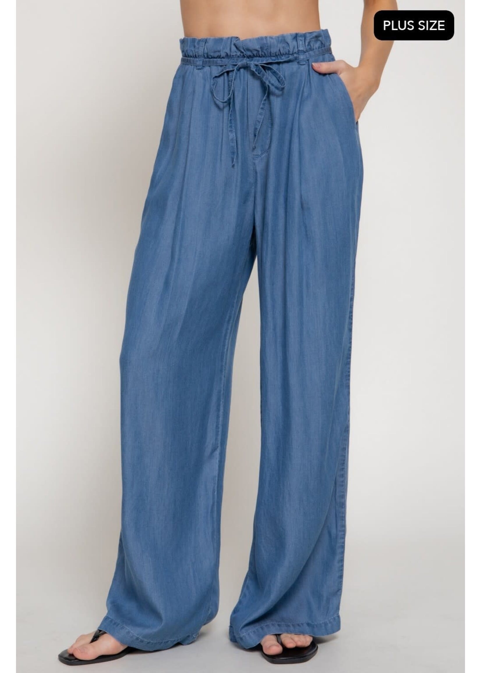 ACP75030 - PLUS PAPERBAG BELT-TIE STRAIGHT LEG PANTS