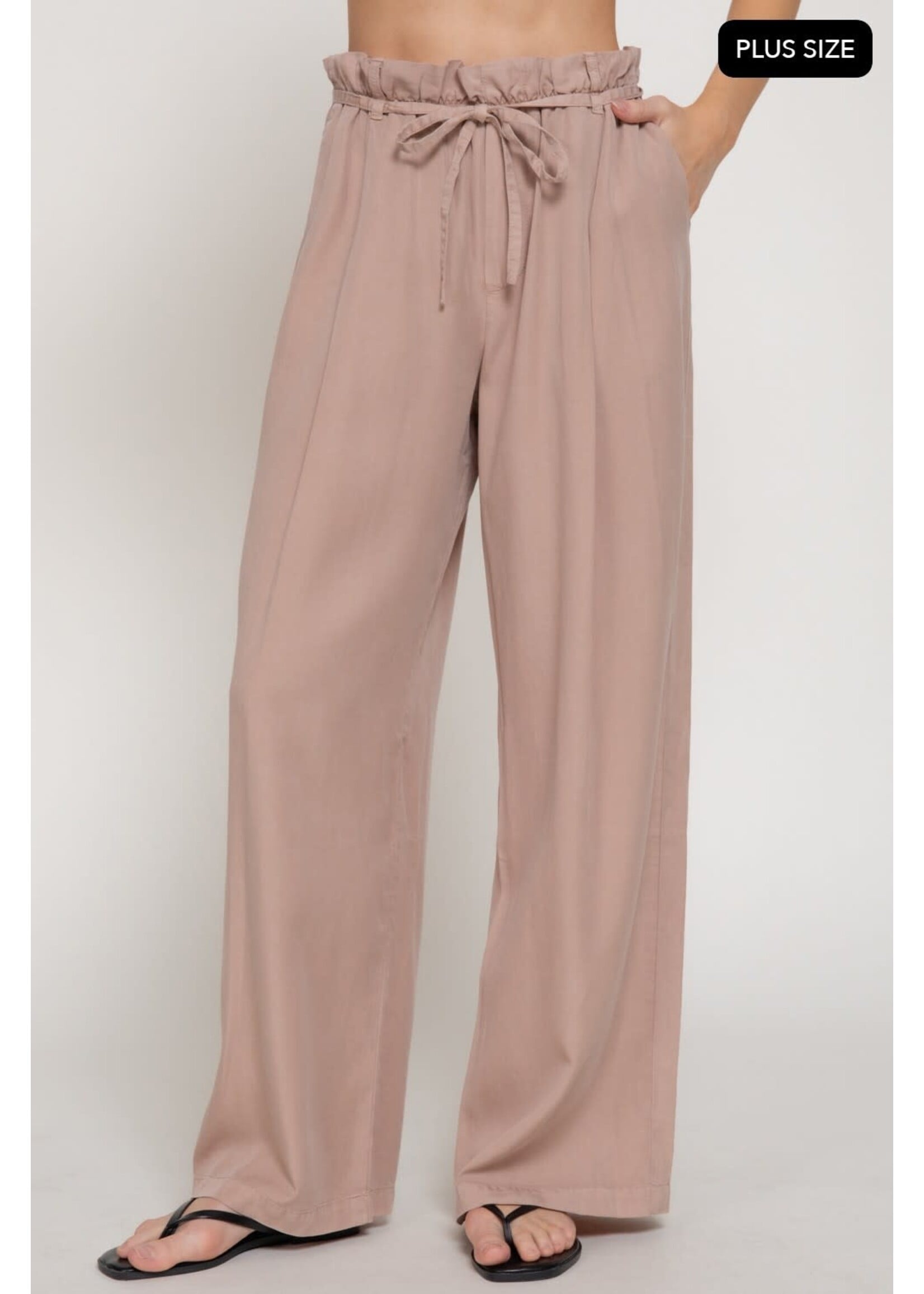 ACP75030 - PLUS PAPERBAG BELT-TIE STRAIGHT LEG PANTS
