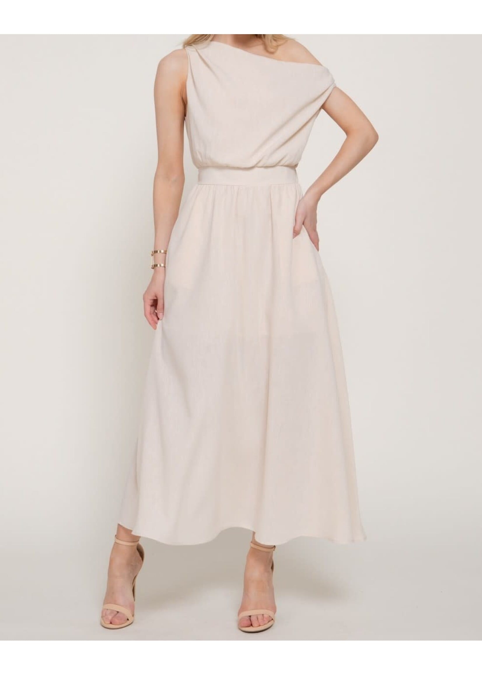ACD14975 - ASYMETRICAL NECKLINE A-LINE DRESS
