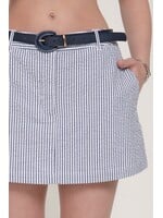 ACP15379 - BELTED STRIPED WOVEN SKORT