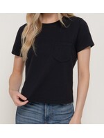 ACT13973 - SHORT SLEEVE ROUND NECK GARMENT DYE KNIT TOP