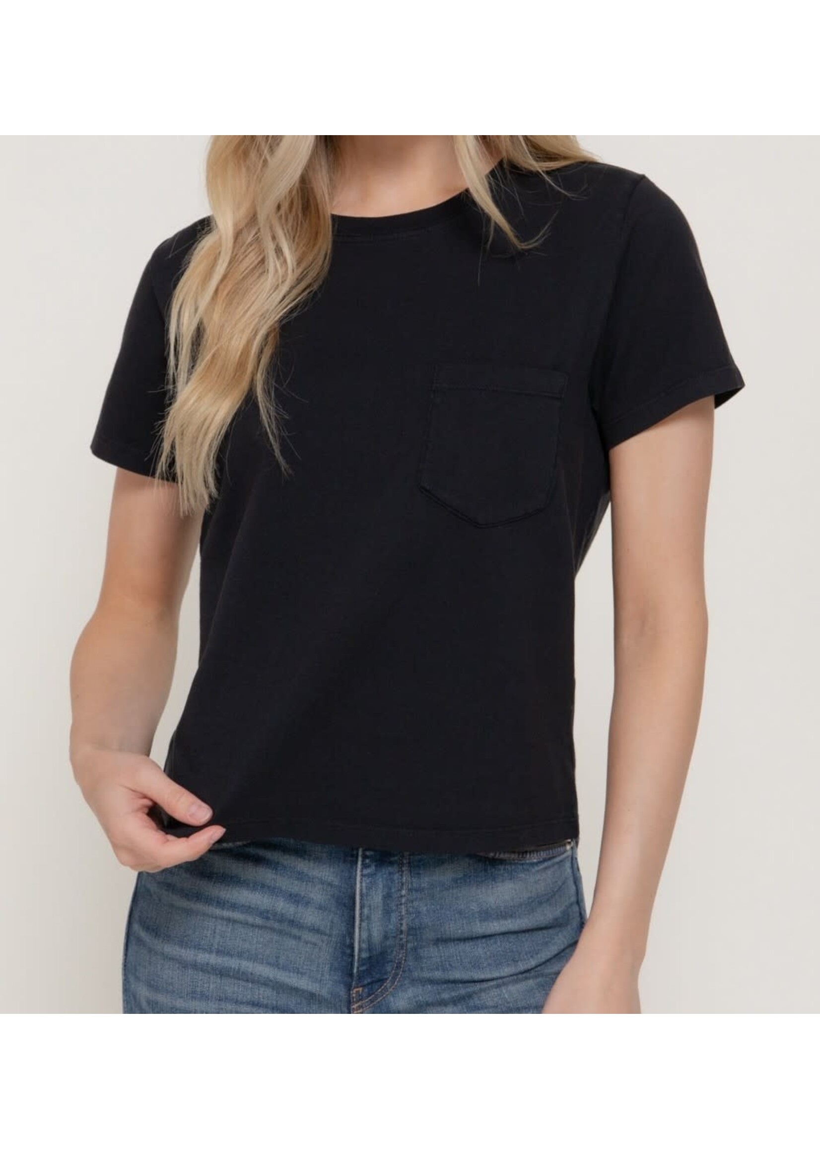 ACT13973 - SHORT SLEEVE ROUND NECK GARMENT DYE KNIT TOP